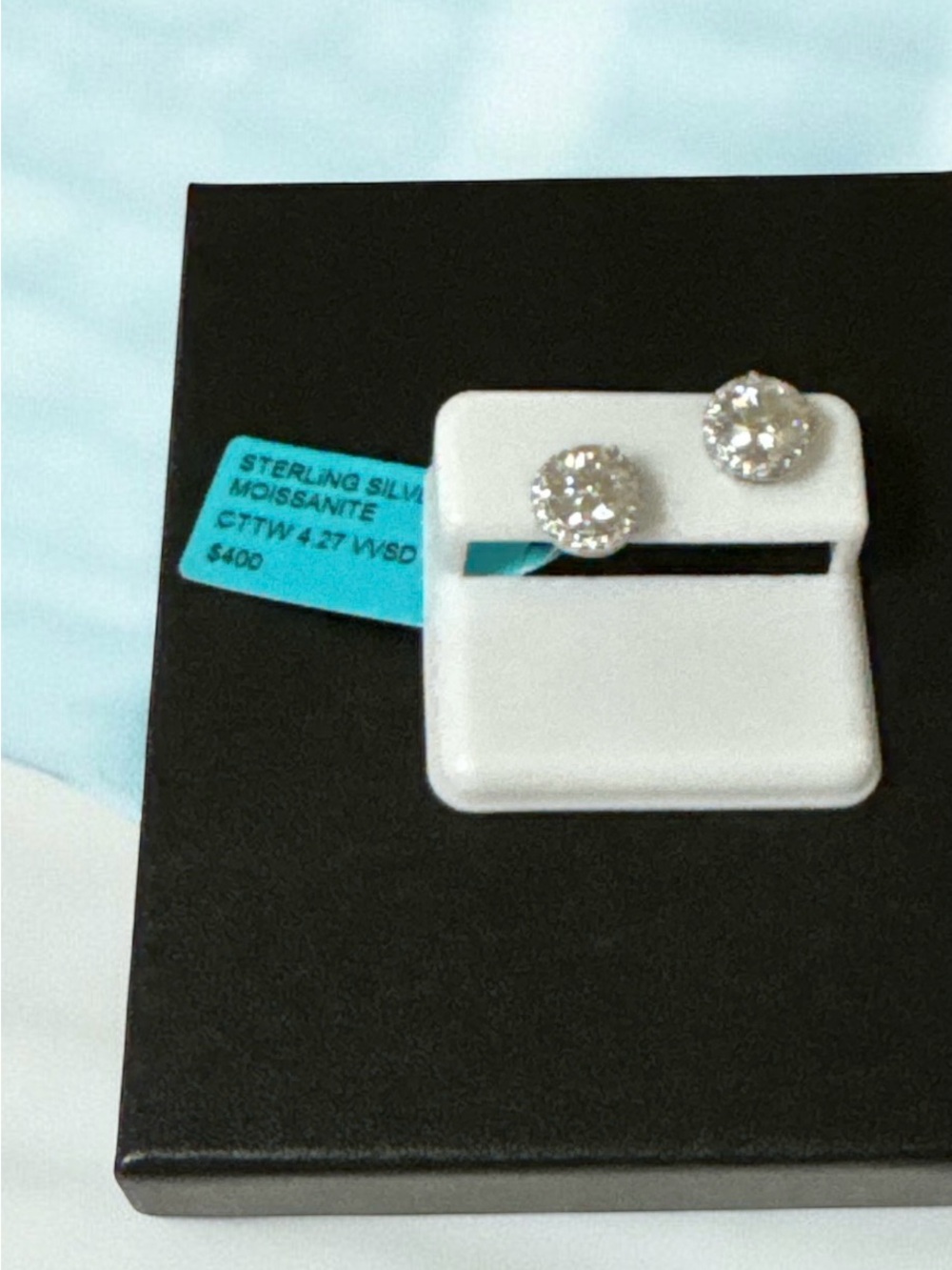 Sterling Silver Moissanite Round Halo Stud Earrings